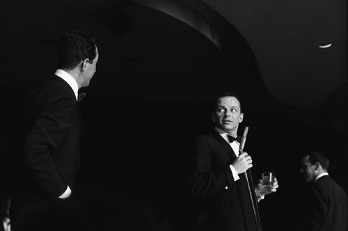 Dean Martin, Frank Sinatra and Joey Bishop performing in the Copa Room at the Sands Hotel in Las Vegas