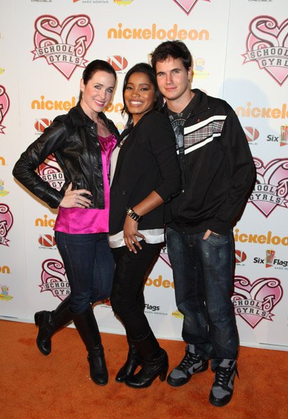 (L-R)Danielle Bisutti, Keke Palmer and Robbie Amell of True Jackson V.P. arrive at the School Gryls Premiere