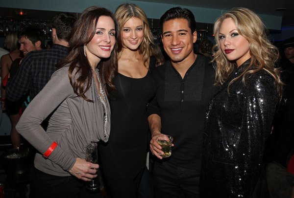 (L-R) Danielle Bisutti, Victoria's Secret Model Kylie Bisutti, Mario Lopez and Mason Bisutti attends the AXECYB.com party on January 23, 2010 in Park City, Utah.