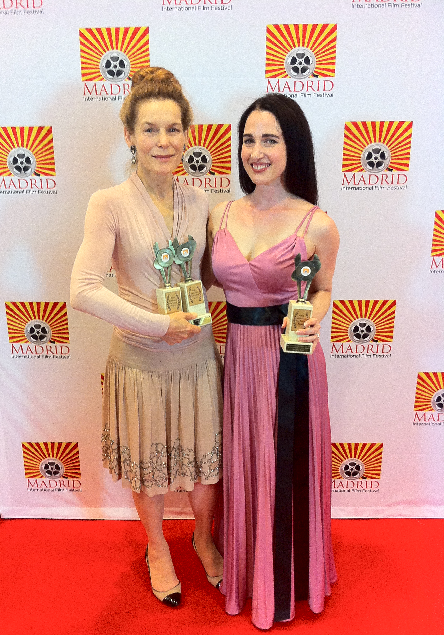 Best Supporting Actress Winner Alice Krige (Jail Caesar) and Best Lead Actress winner Catherine Black (De Puta Madre A Love Story) at 2014 Madrid International Film Festival