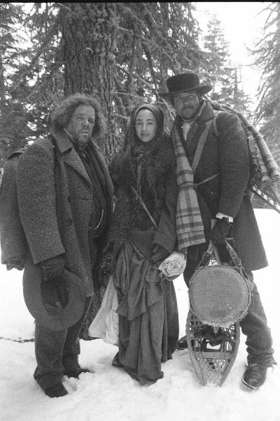 Mark Boone Junior, Catherine Black and Cary Wayne Moore on set of The Donner Party