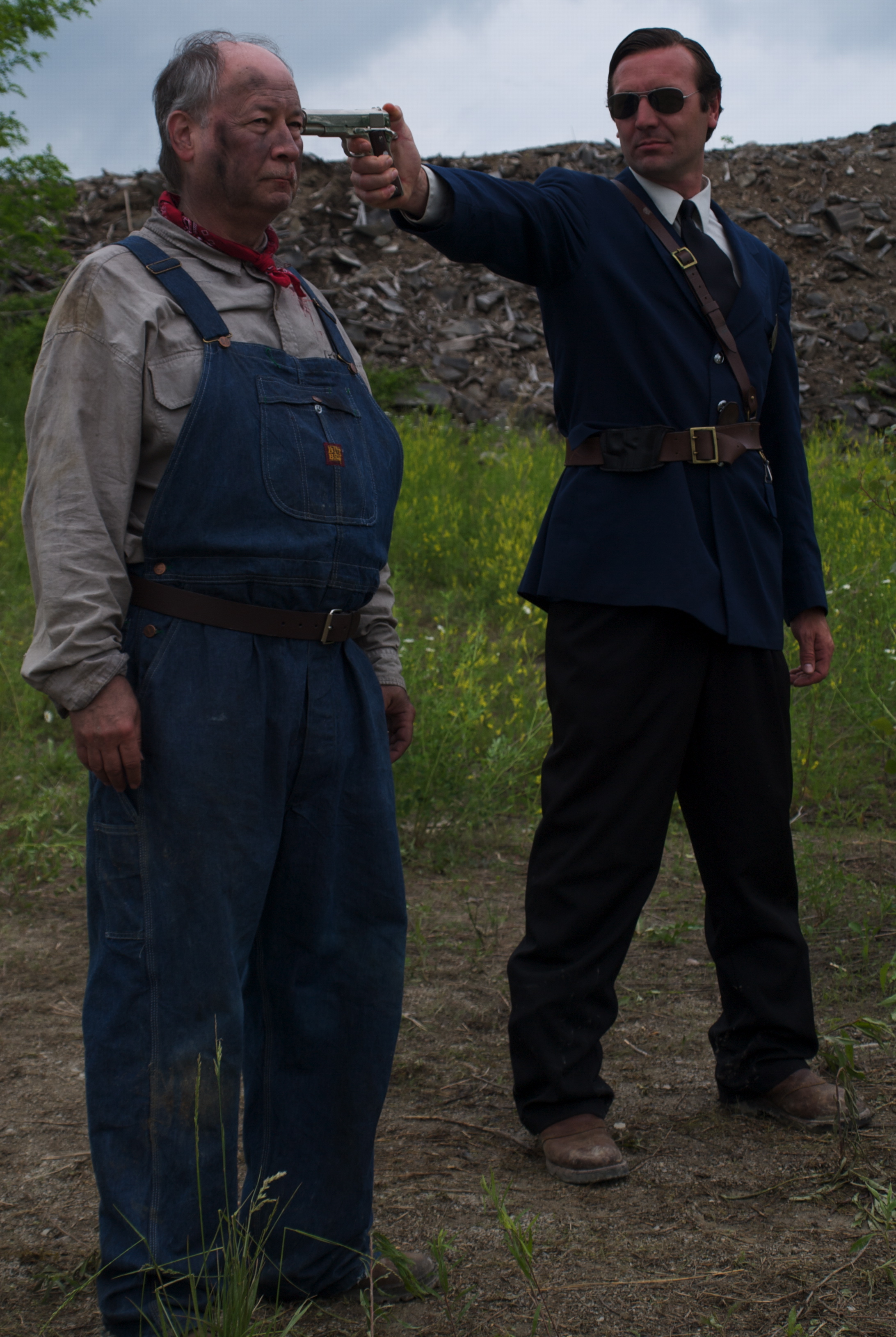 Actor Ronnie D Blair and Wade Smith on the set of LET IT BE WAR in Athens, Ohio