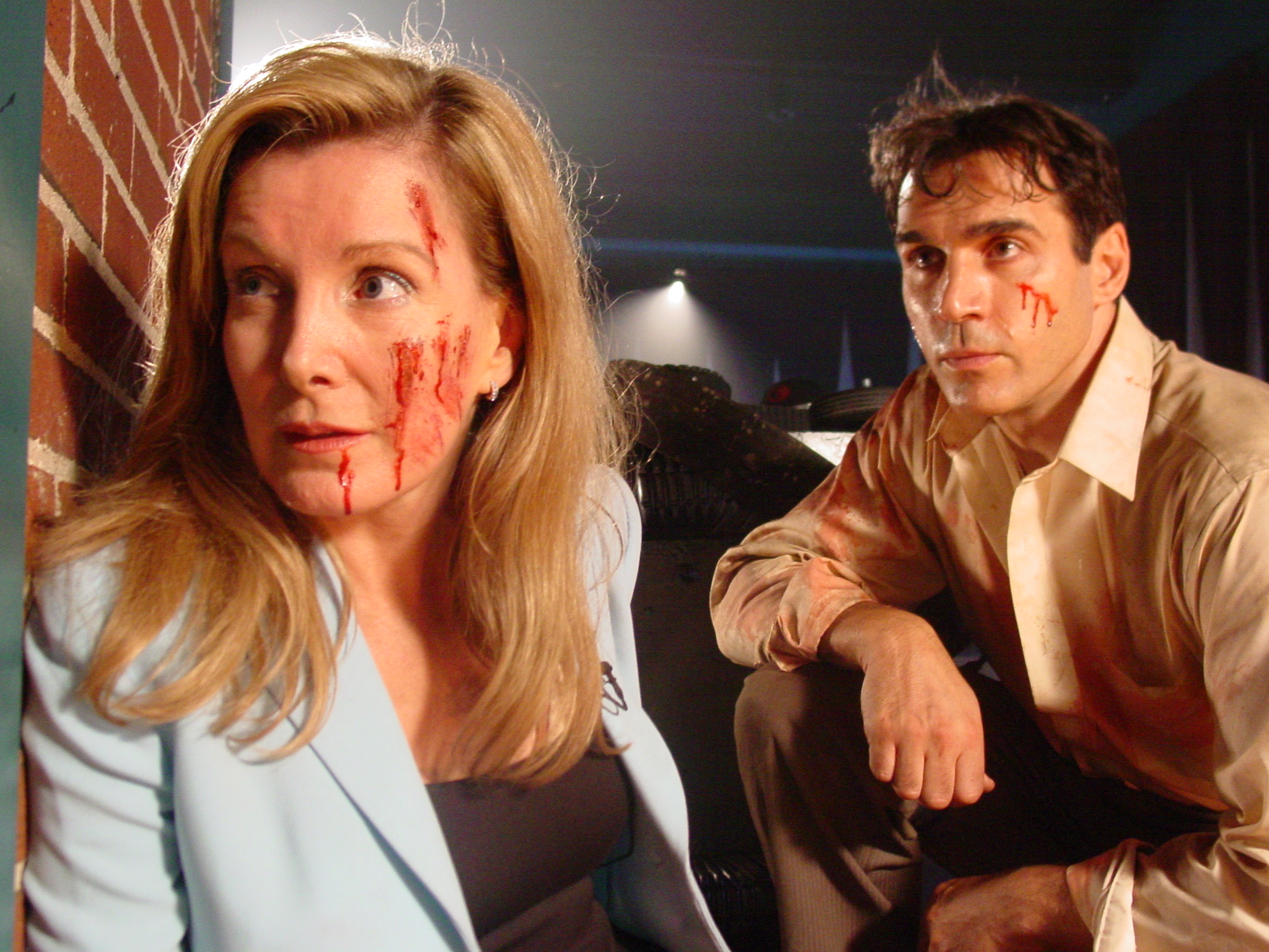 Eyeborgs set shot with Megan Blake and Adrian Paul. The Eyeborgs are here!!!!