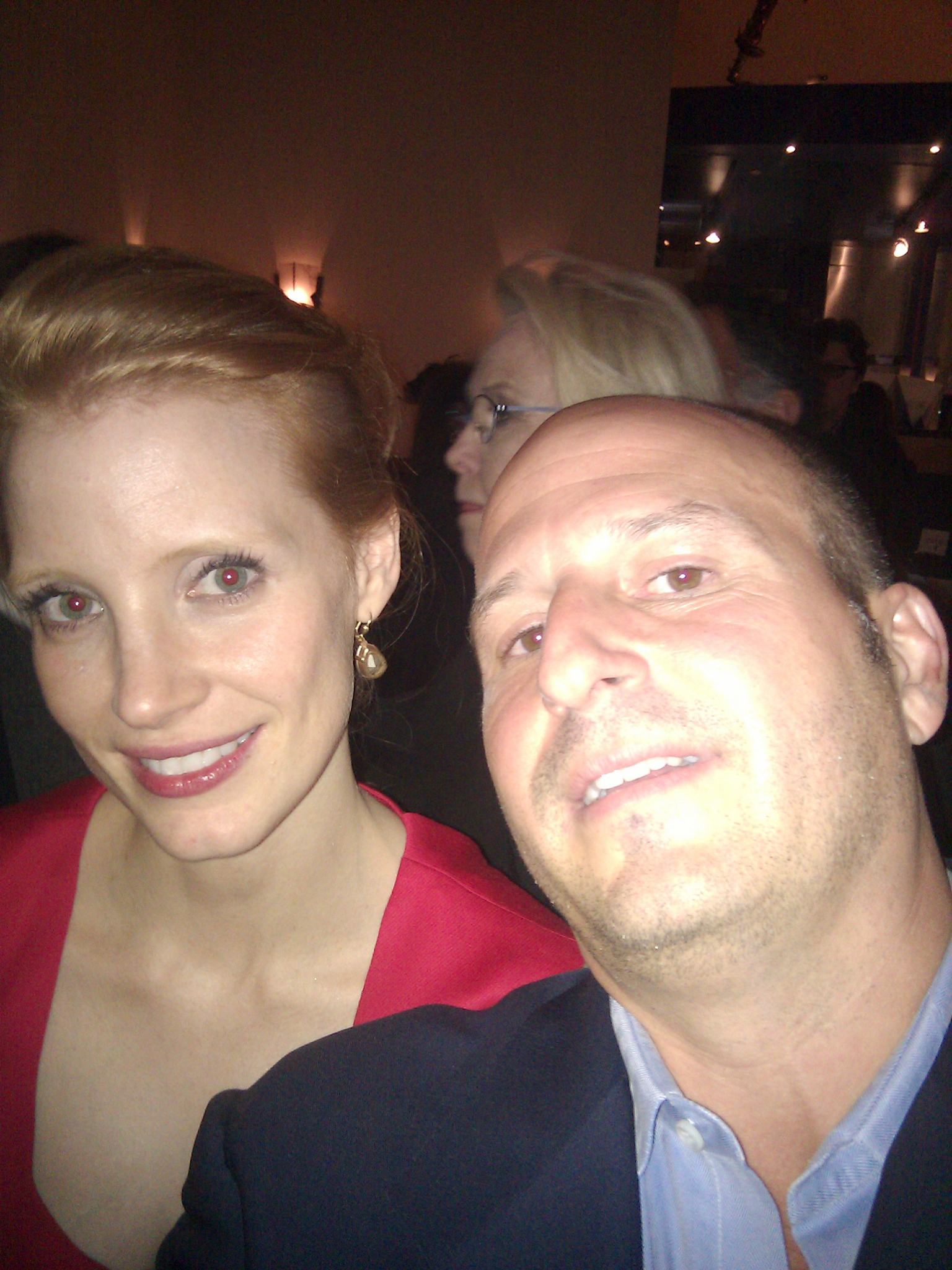 Todd Blatt(ME) and Jessica Chastain at the premier of wilde solome at M.O.M.A IN NYC!!