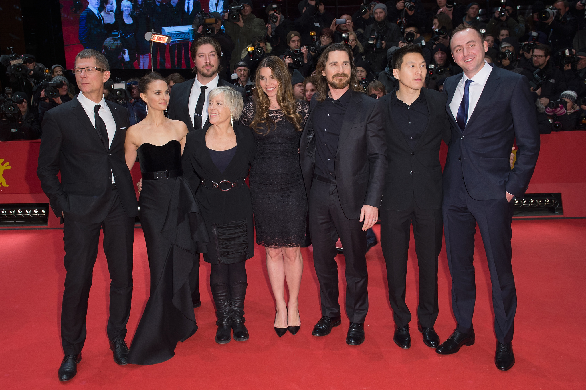 Natalie Portman, Christian Bale, Sibi Blazic, Sarah Green, Nicolas Gonda, Tanner Beard and Ken Kao at event of Knight of Cups (2015)