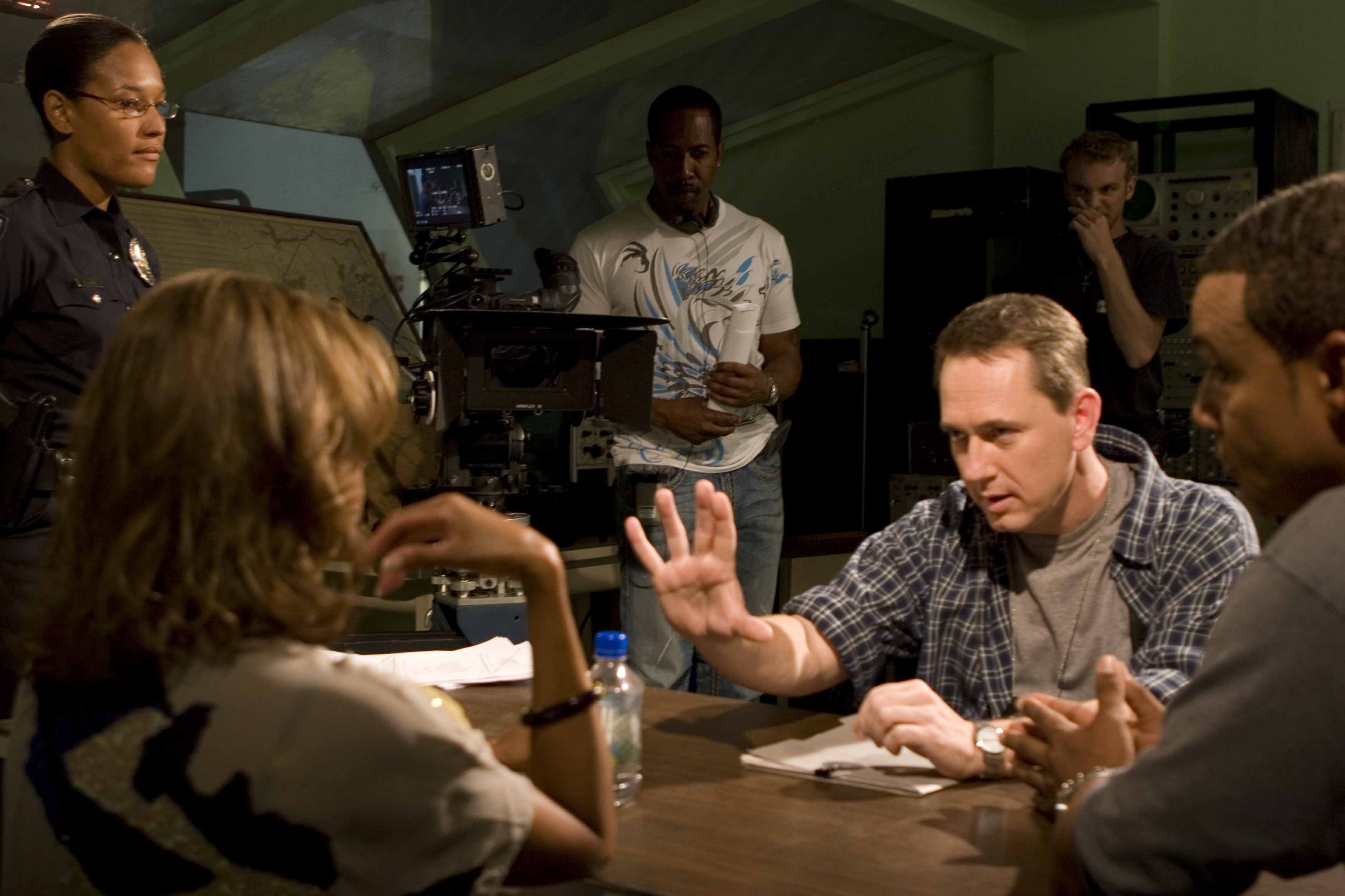 Cory Blevins with actress Stacey Dash and director William Washington on the set of House Arrest.