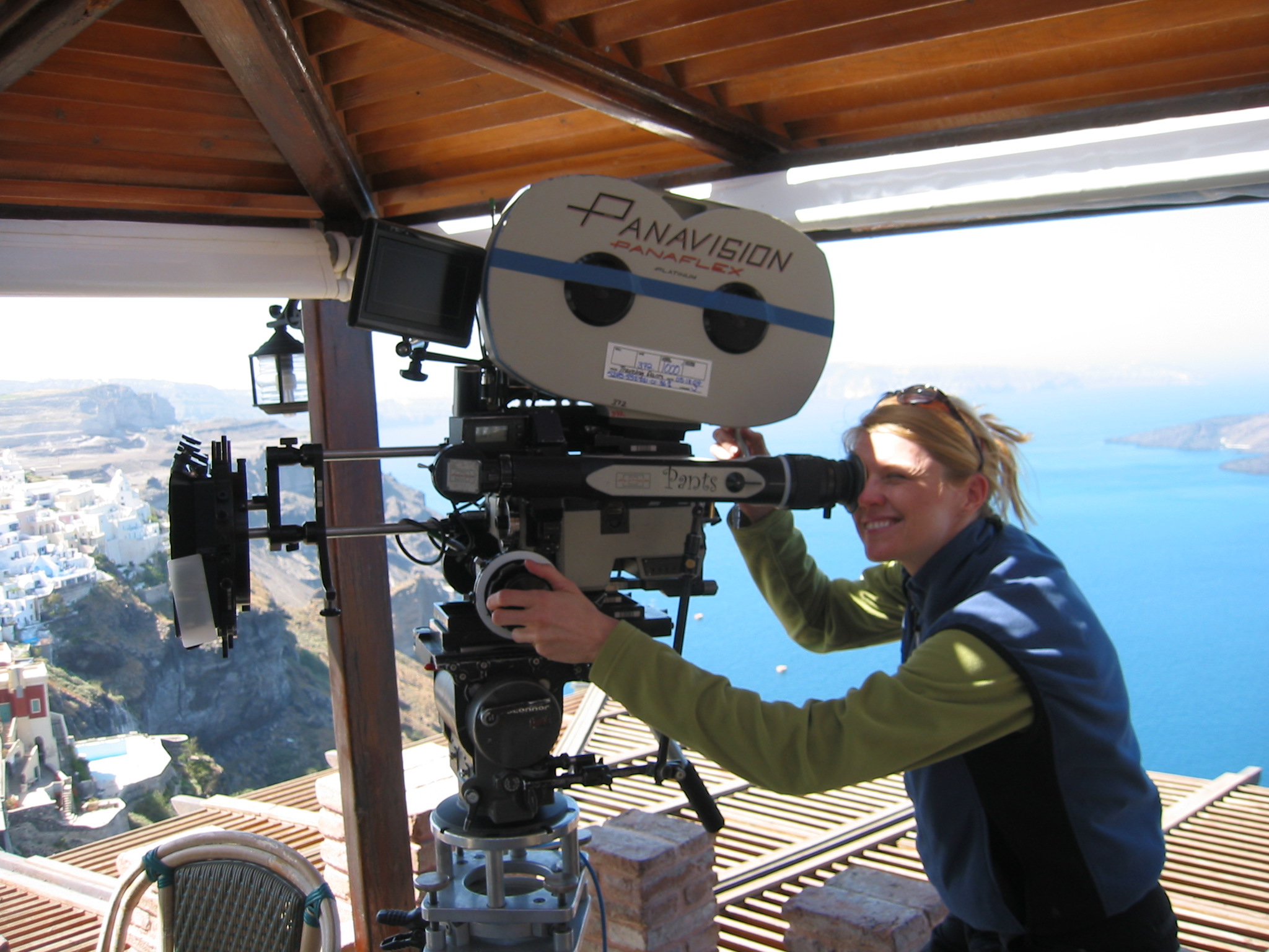 Getting a better look at what camera was seeing. On location- Santorini,Greece Sisterhood of the Traveling Pants