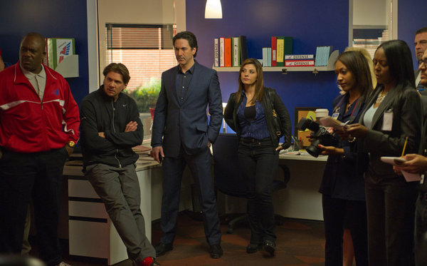 Still of Marc Blucas, Scott Cohen and Callie Thorne in Necessary Roughness: To Swerve and Protect (2012)