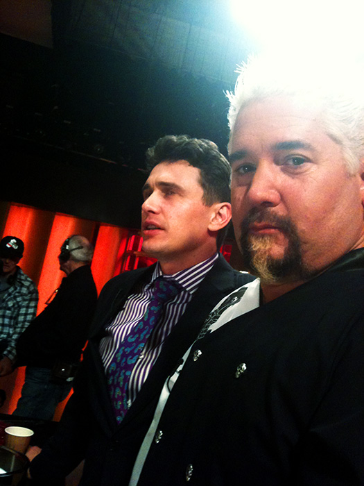 Alan Blumenfeld working with Seth Rogen, James Franco, Guy Fieri and David Diaan in the hit comedy, THE INTERVIEW. Look for it in fall of 2014. Pictured here: James Franco and Guy Fieri.