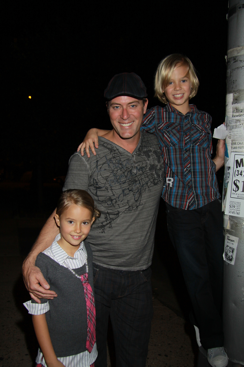 Robert Bogue with his son Zebulon and his daughter Zoe at the 7th Annual Rock Show for Charity to benefit The American Red Cross-disaster relief efforts for Japan. Soho Playhouse, NYC. (2011)