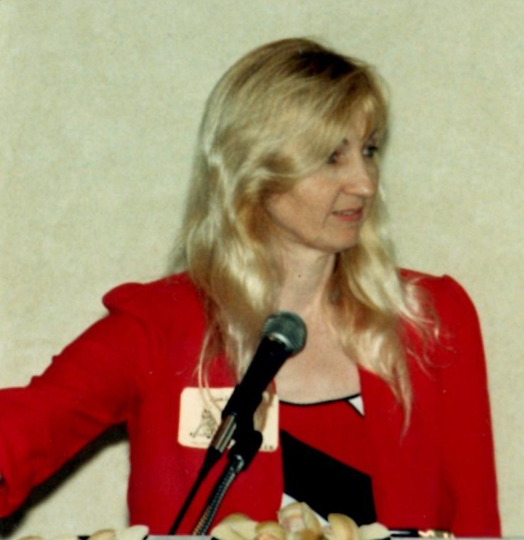 Martha speaking at a writer's conference