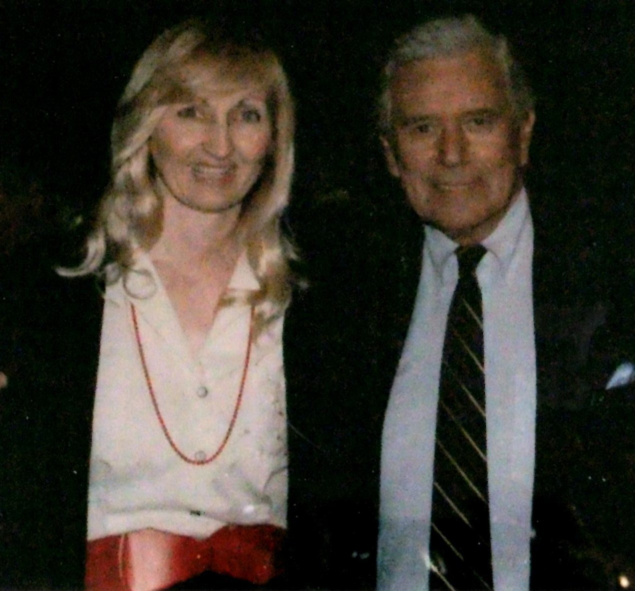 Martha Bolton and John Forsythe at a Bob Hope TV special taping