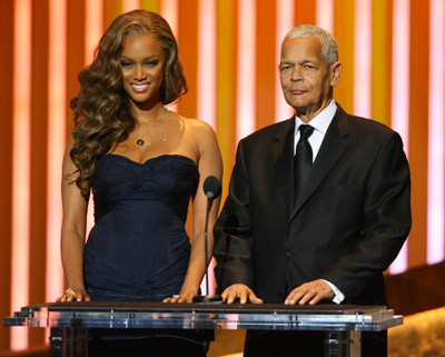 Tyra Banks and Julian Bond