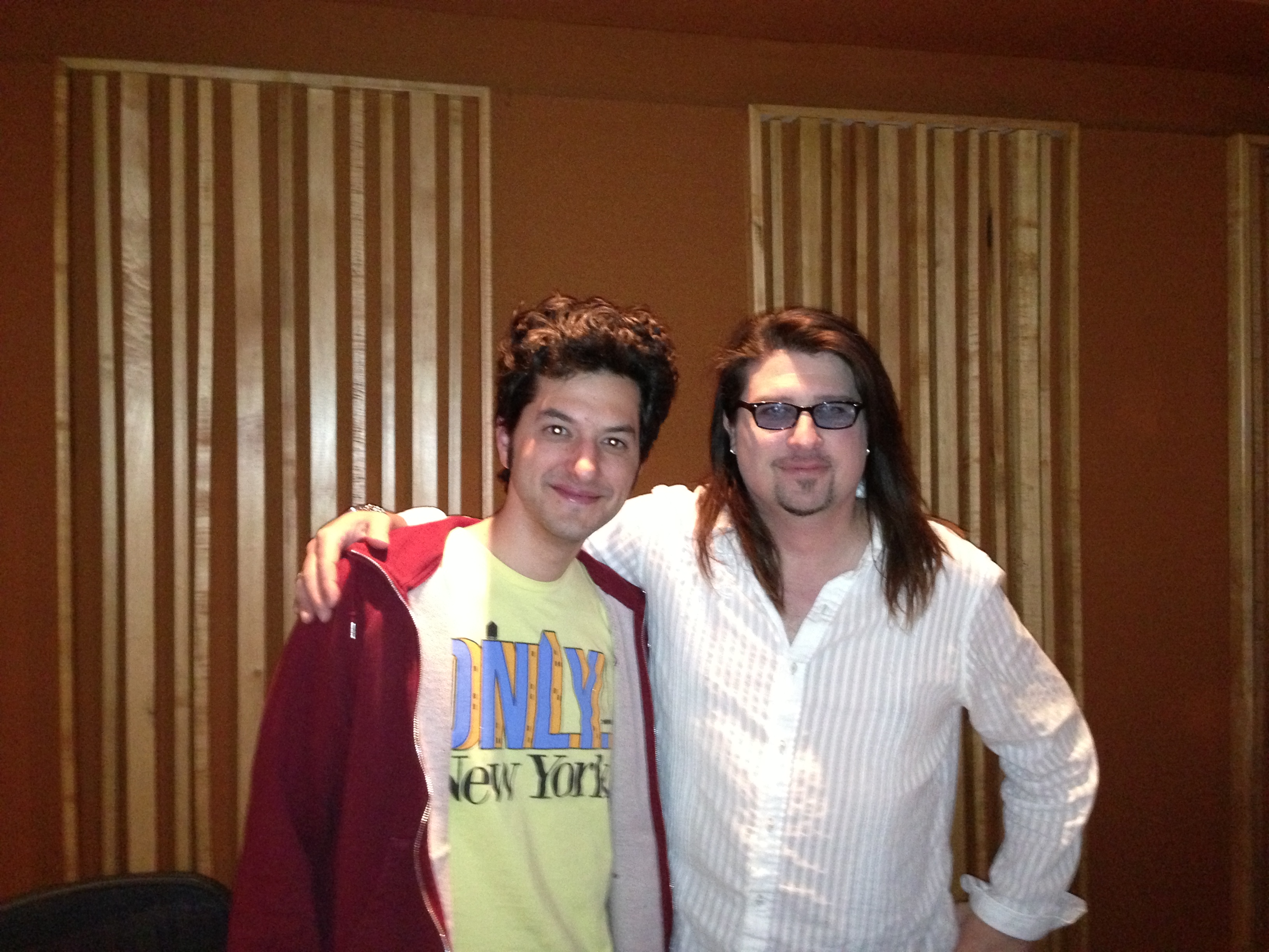 Ben Schwartz (left), and director Chris Borders (right) recording sessions for DreamWorks SKG 