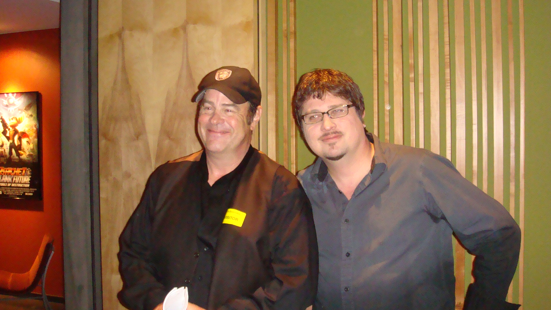 (left) actor Dan Aykroyd, and director Chris Borders in the studio recording 