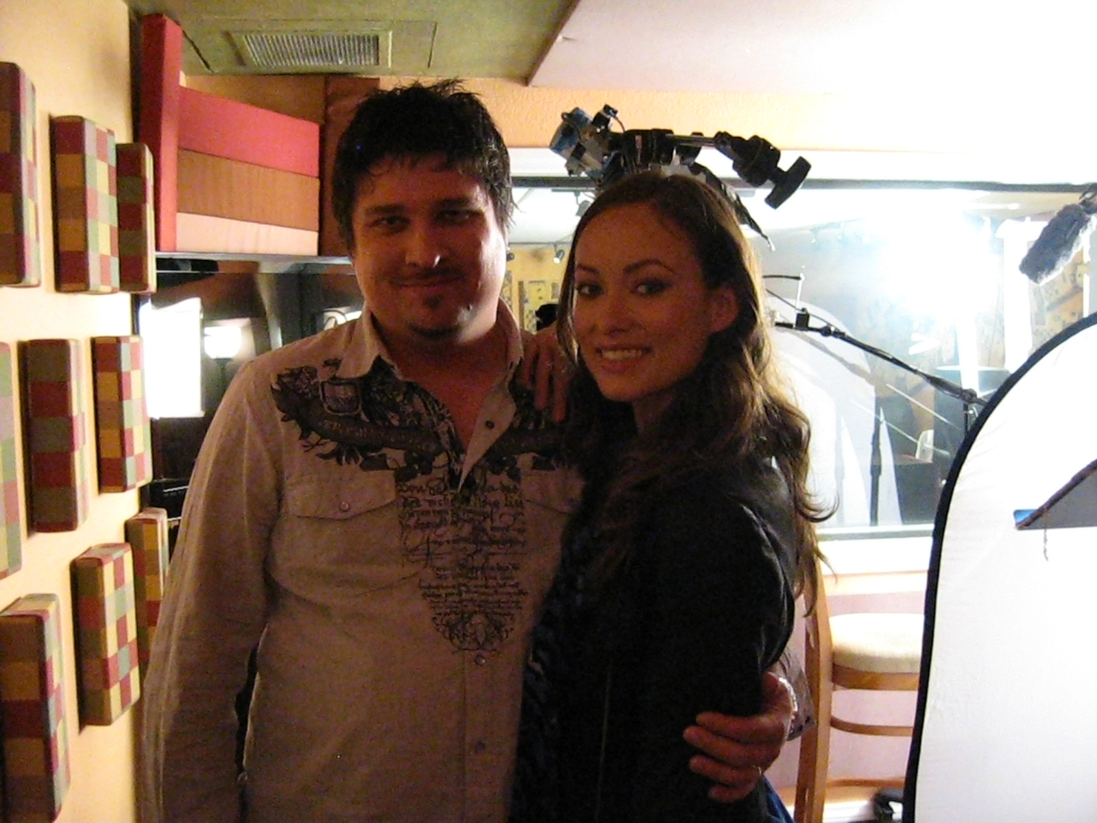 director Chris Borders (left), and actress Olivia Wilde (right) on the set of 