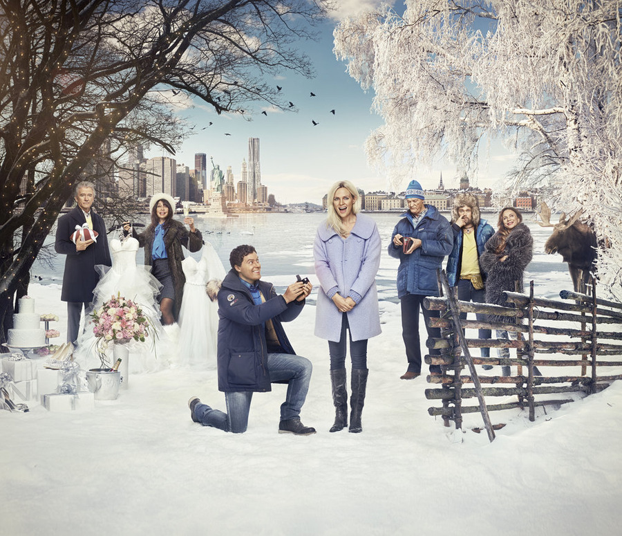 Still of Lena Olin, Josephine Bornebusch, Christopher Wagelin and Greg Poehler in Welcome to Sweden (2014)