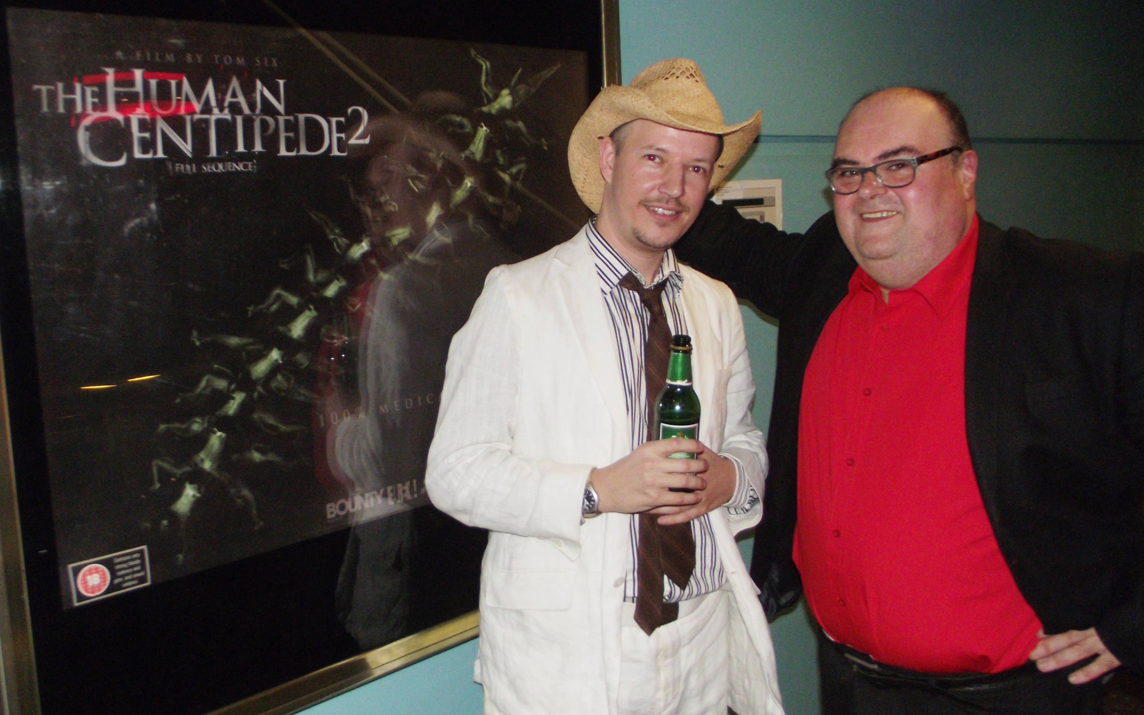 Dominic Borrelli and Director Tom Six at the UK premiere of Human Centipede 2