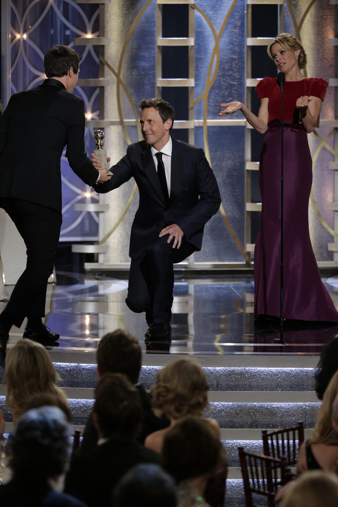 Julie Bowen, Seth Meyers and Andy Samberg at event of 71st Golden Globe Awards (2014)