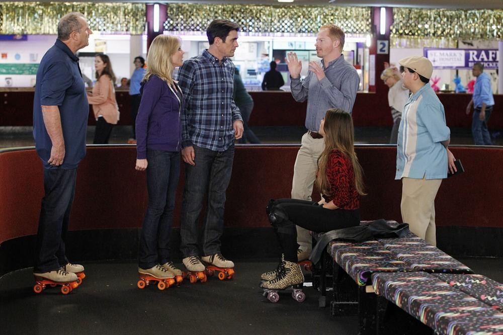 Still of Julie Bowen, Ty Burrell, Jesse Tyler Ferguson and Ed O'Neill in Moderni seima (2009)