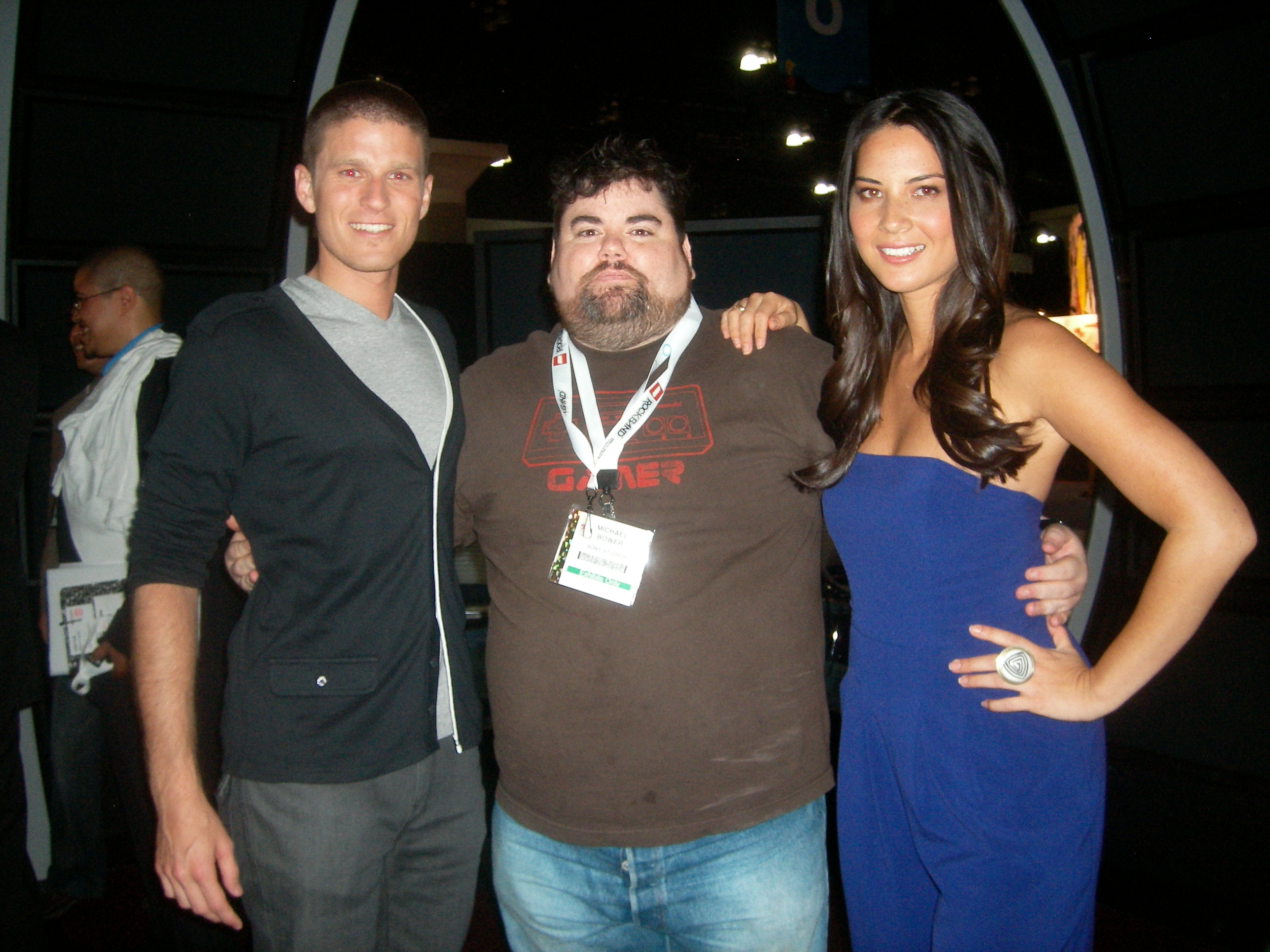 Press: G4 Televison @E3 (L-R) Kevin Griff,Michael Ray Bower,Olivia Munn