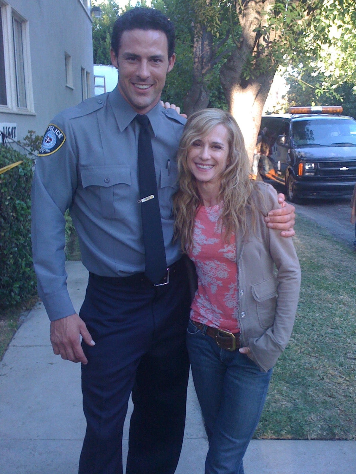 Philip Boyd with Holly Hunter on the set of 
