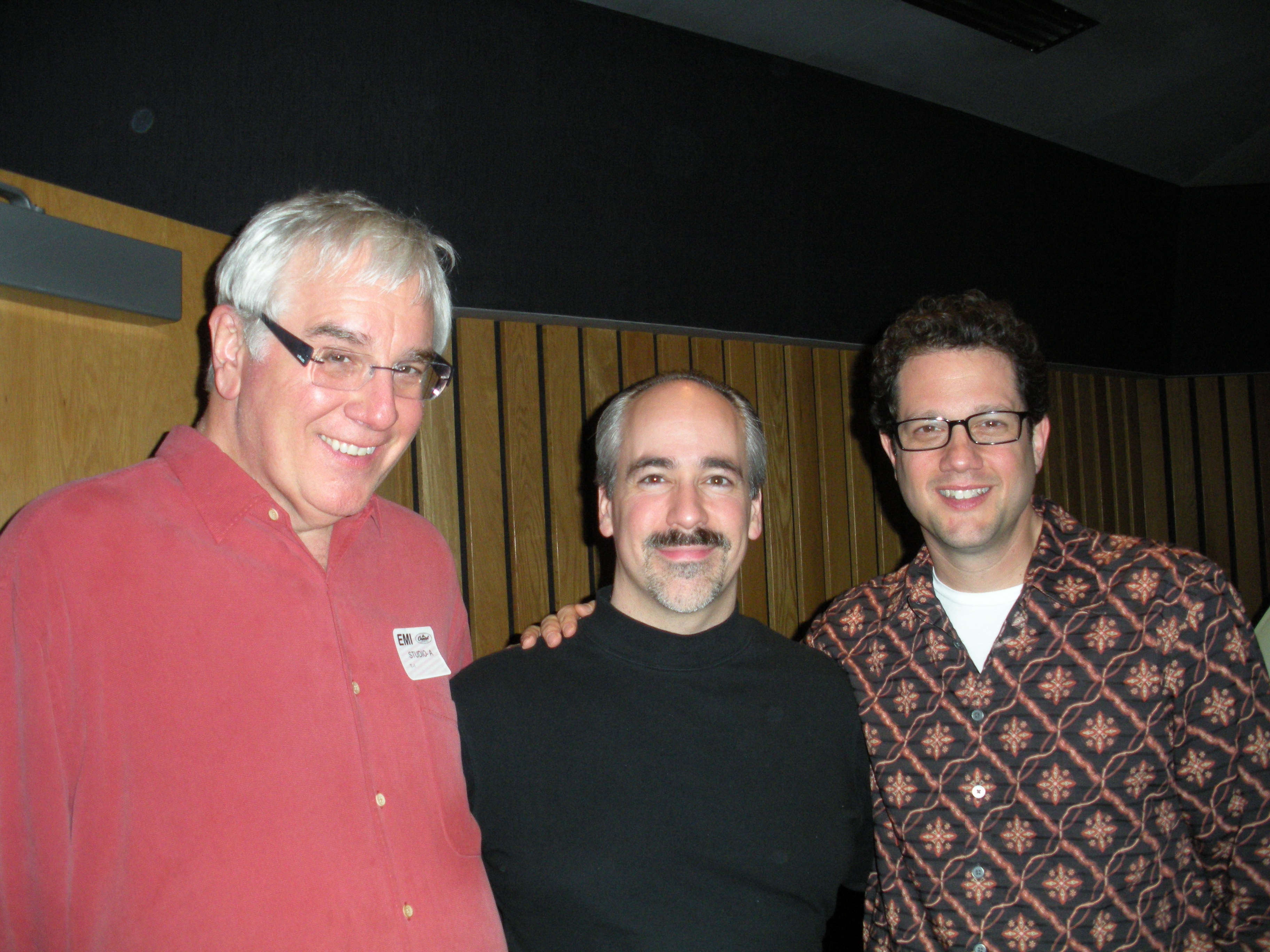 At the Oscars telecast pre-records, Capitol Studios, 2009. L-R: lead arranger Tim Simonec, Peter Boyer, music director Michael Giacchino