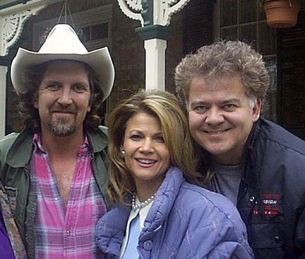 Executive Producer and writer Stephen J. Brackley, Markie Post and director David Winning on the set of Twice In A Lifetime (1999).