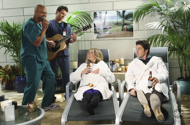 Still of Zach Braff, Sarah Chalke and Donald Faison in Scrubs (2001)