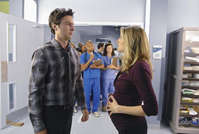 Still of Zach Braff and Sarah Chalke in Scrubs (2001)