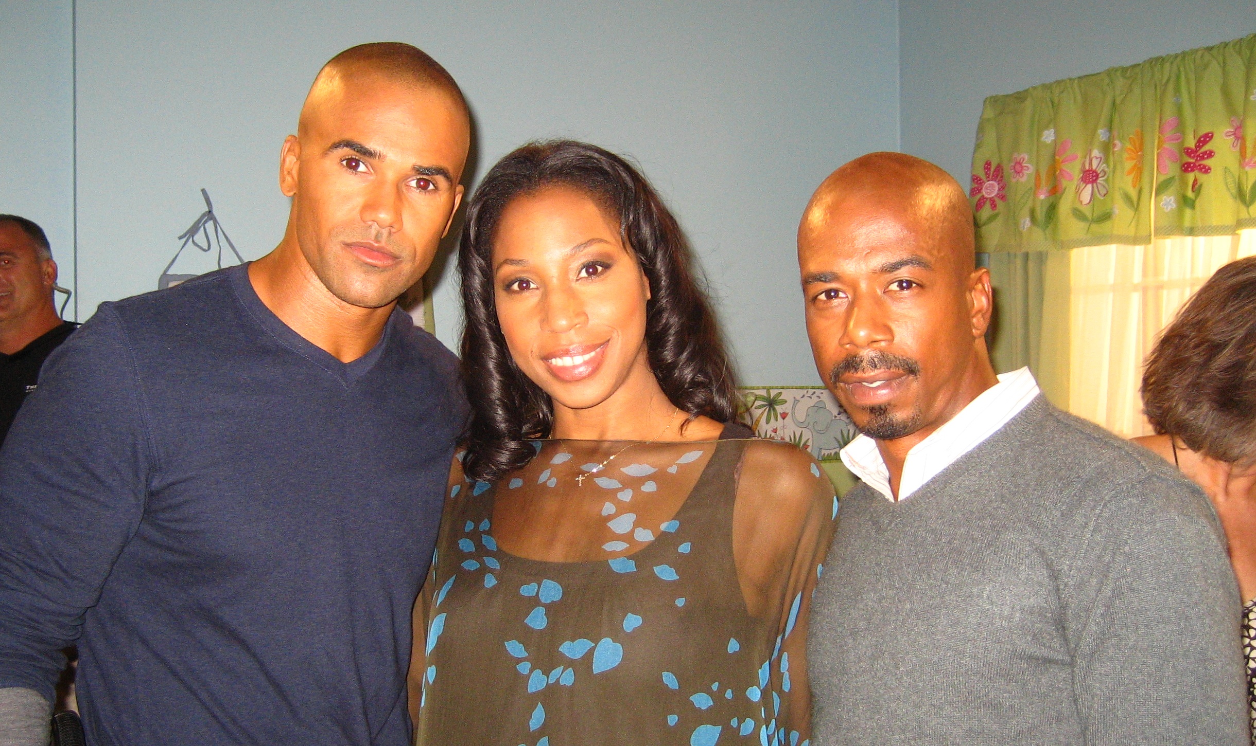 On set of Criminal Minds with Shemar Moore and Jo D. Jonz