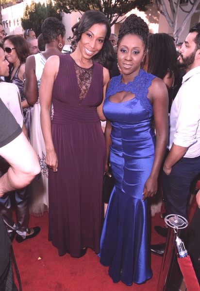 Sharon Brathwaite walking the red carpet with writing partner Peres Owino at the 2015 NAACP Image Awards Ceremony in Pasadena, CA. The duo were nominated for their screenplay written for Lifetime Television called 