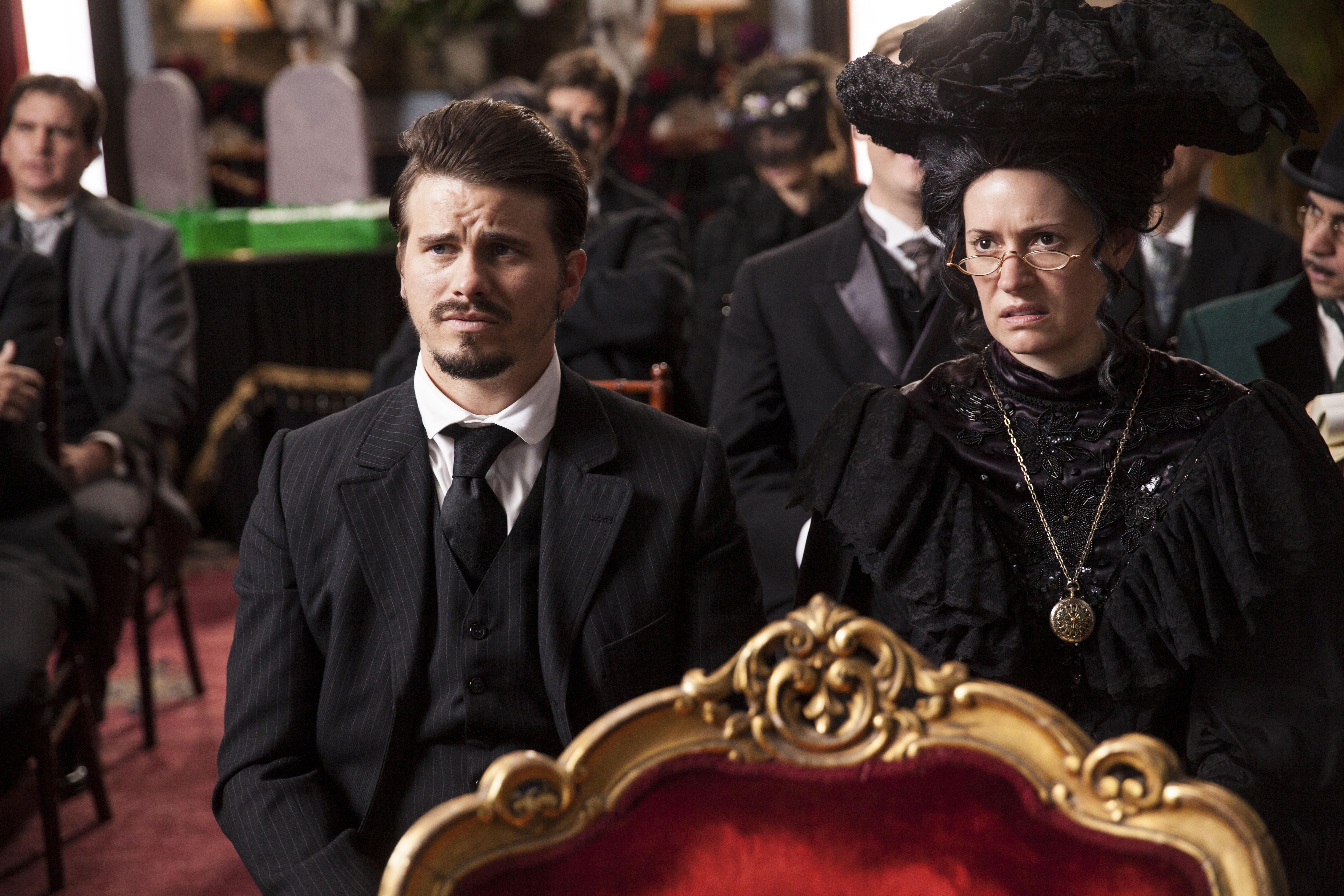 Still of Paget Brewster and Jason Ritter in Another Period (2015)