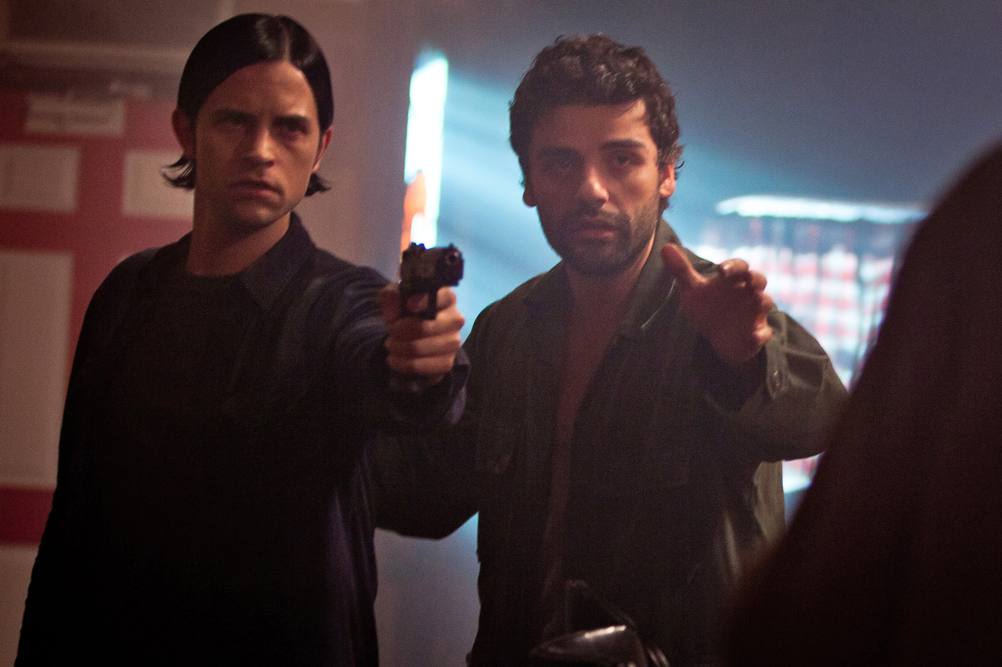 Still of Dennis Brian, Oscar Isaac, Brian Petsos and Harry Dennis in Revenge for Jolly! (2012)