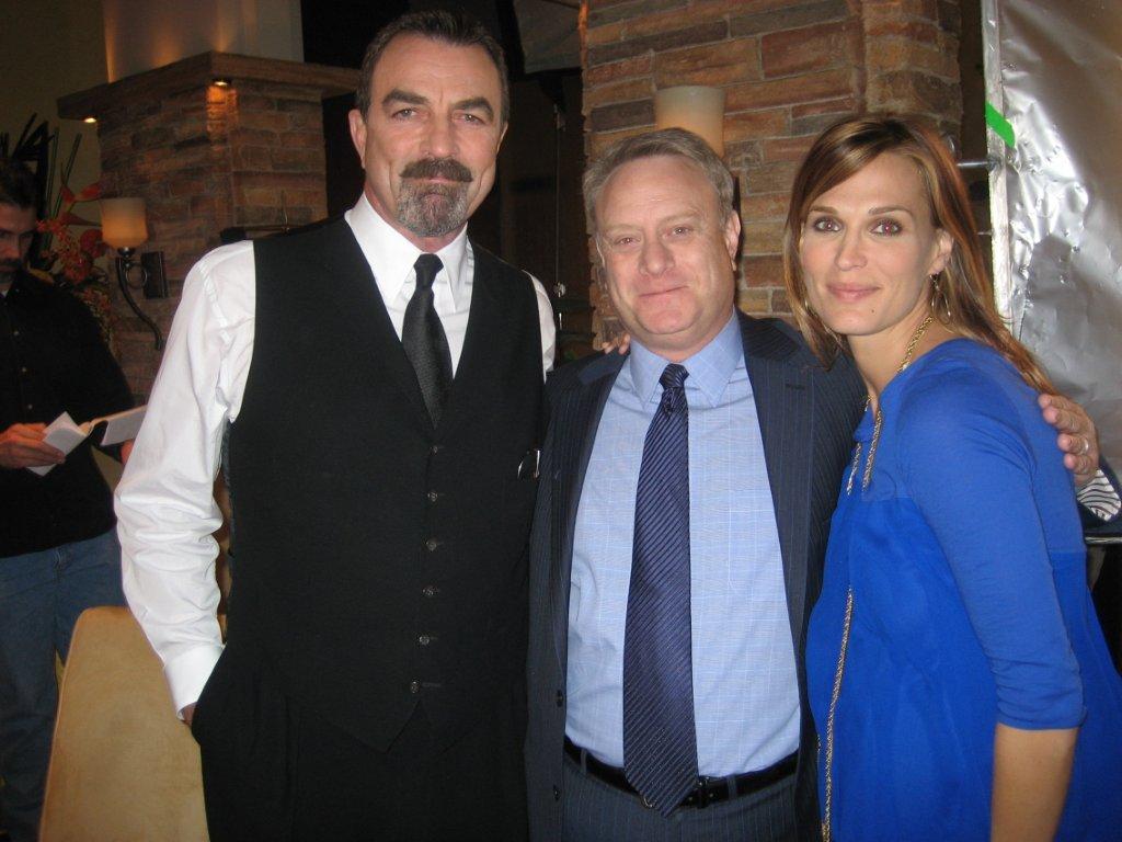 Tom Selleck, Kevin Brief & Molly Sims on the set of NBC show,LAS VEGAS.