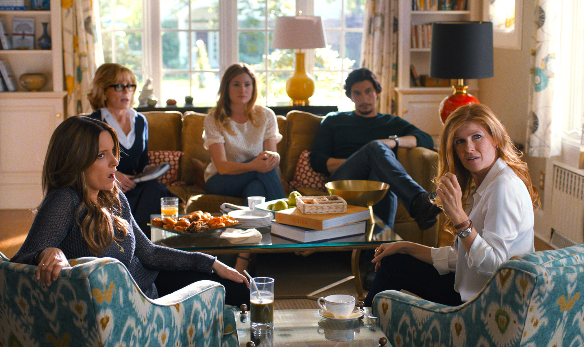 Still of Jane Fonda, Connie Britton, Tina Fey, Kathryn Hahn and Adam Driver in This Is Where I Leave You (2014)