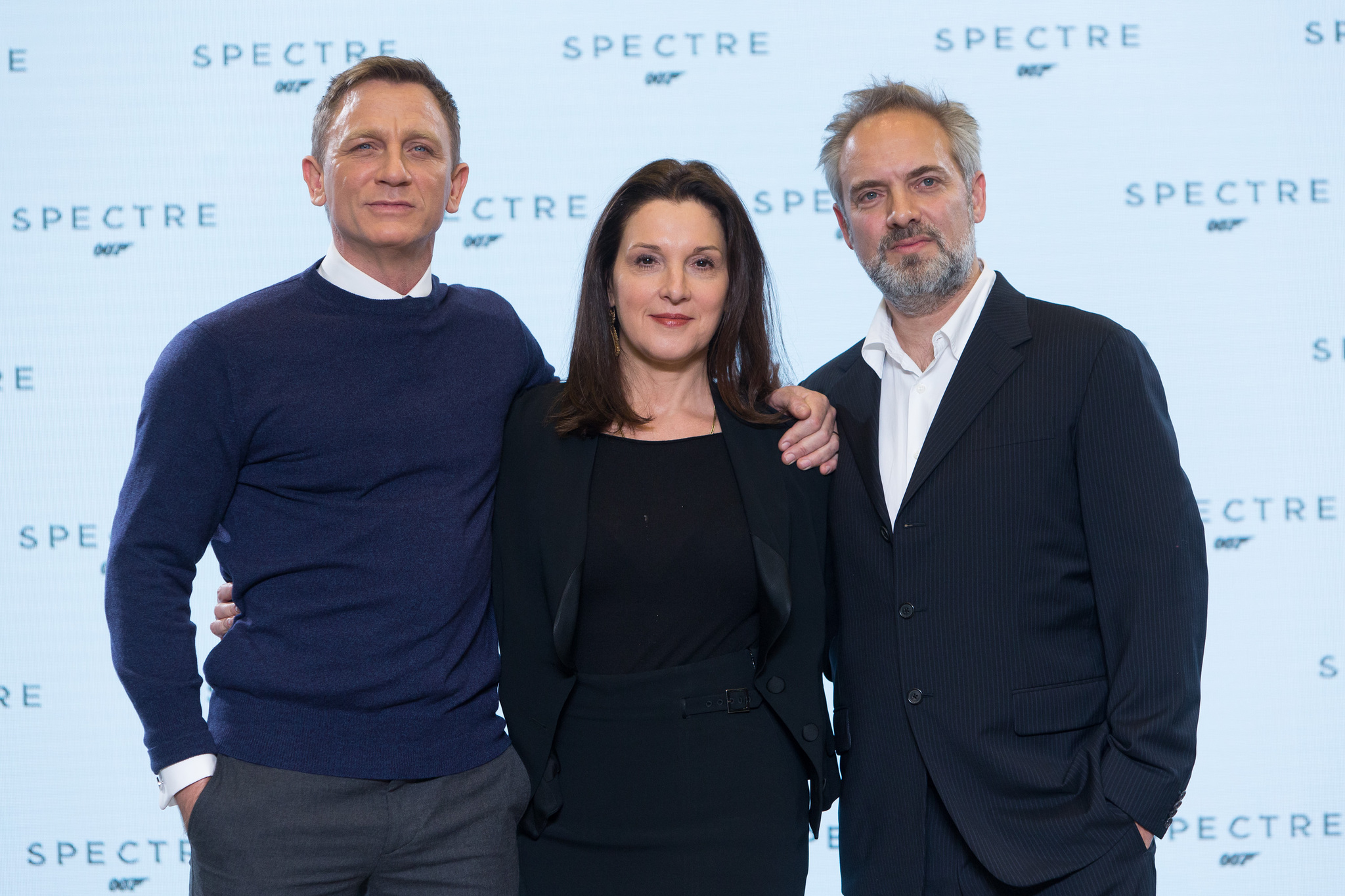 Sam Mendes, Barbara Broccoli and Daniel Craig at event of Spectre (2015)