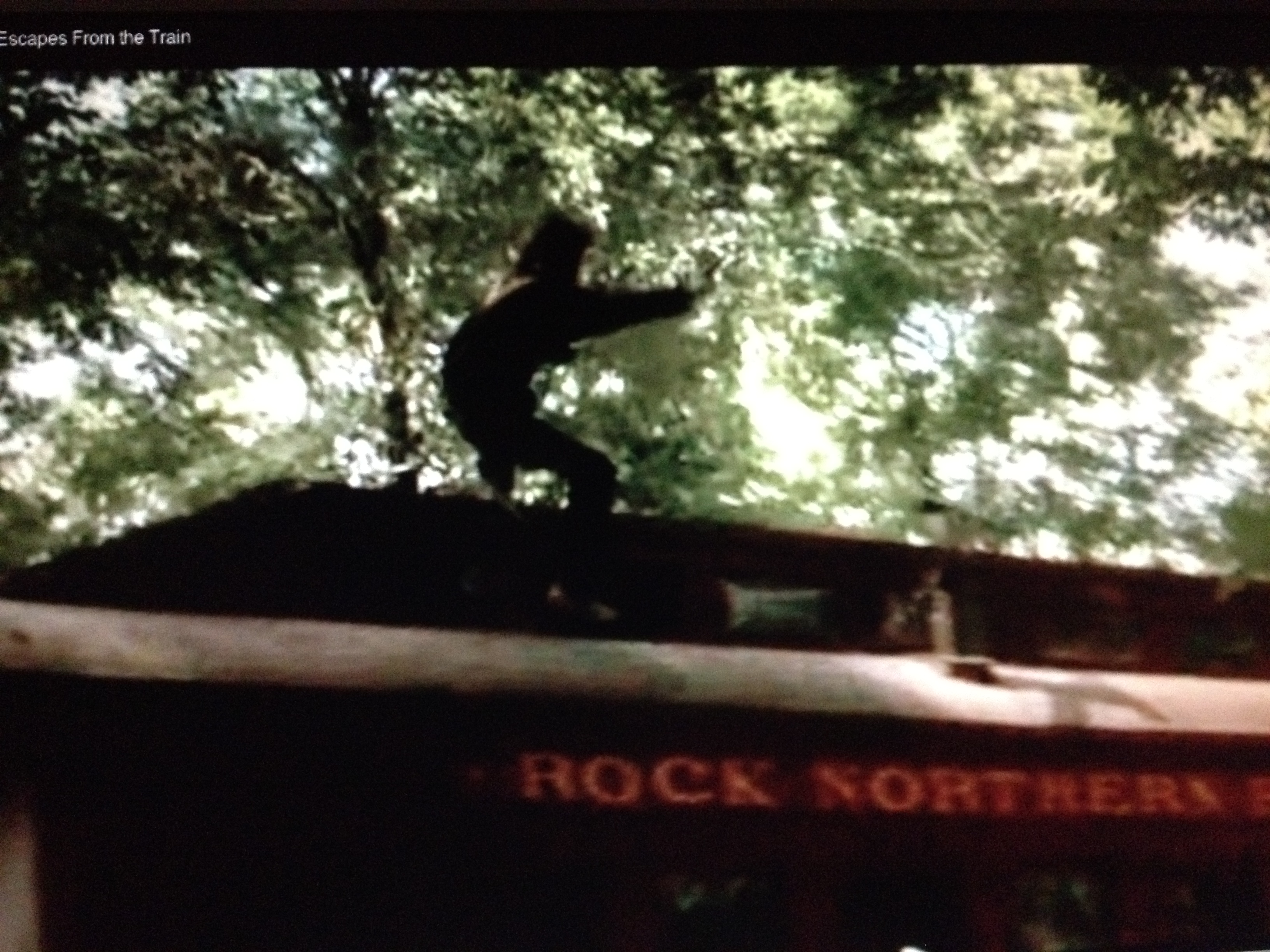 Swing from the train on American Outlaw doubling Colin Farrell