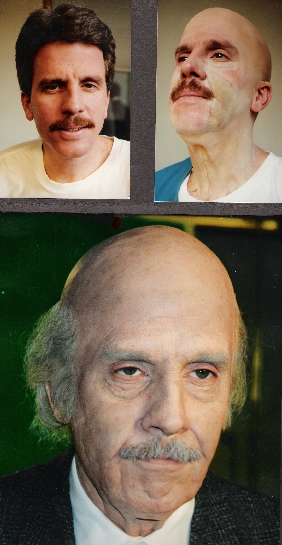 Aging with prosthetics; makeup by Norman Bryn.