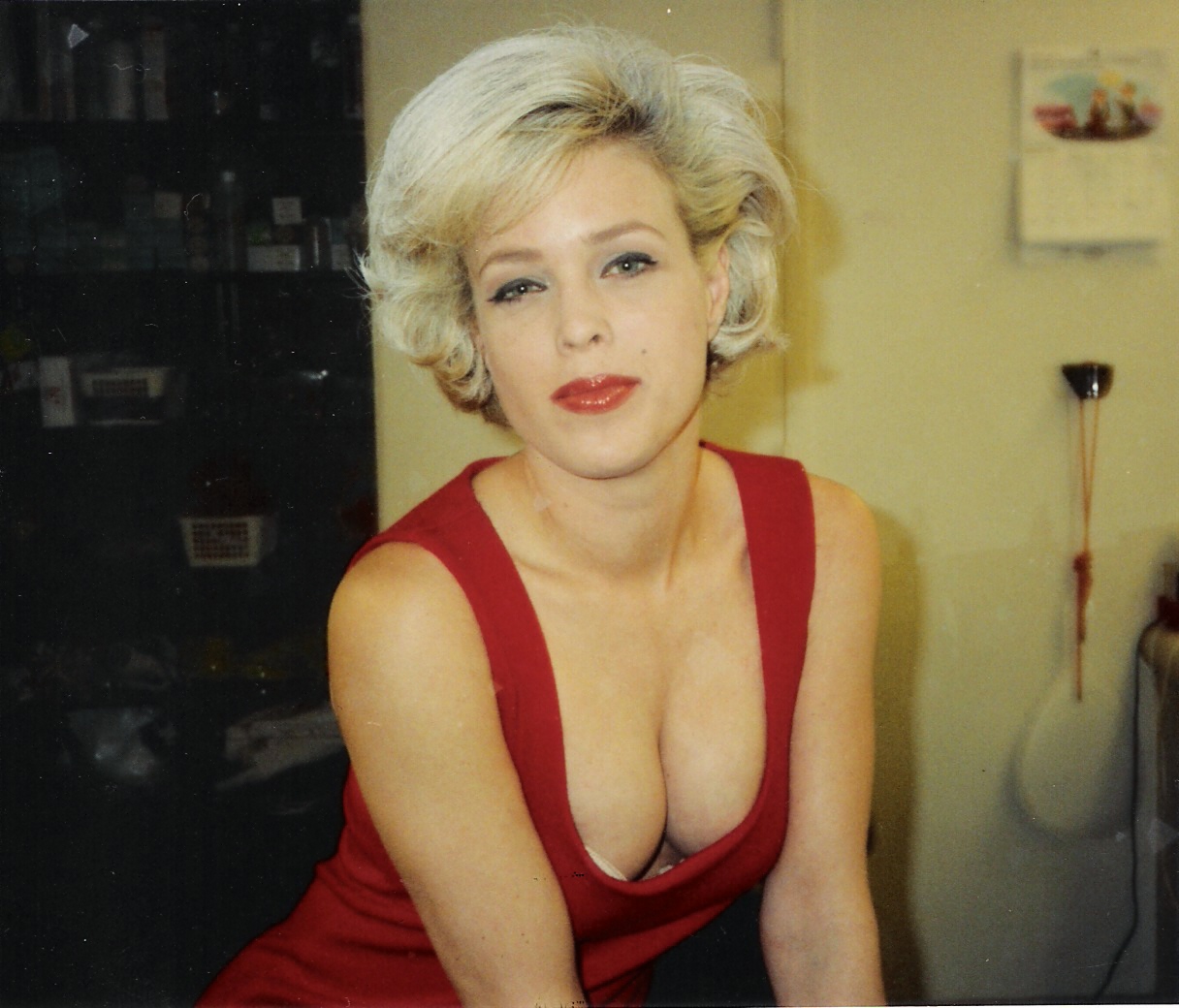 Actress Melody Anderson as Marilyn Monroe; makeup by Norman Bryn.