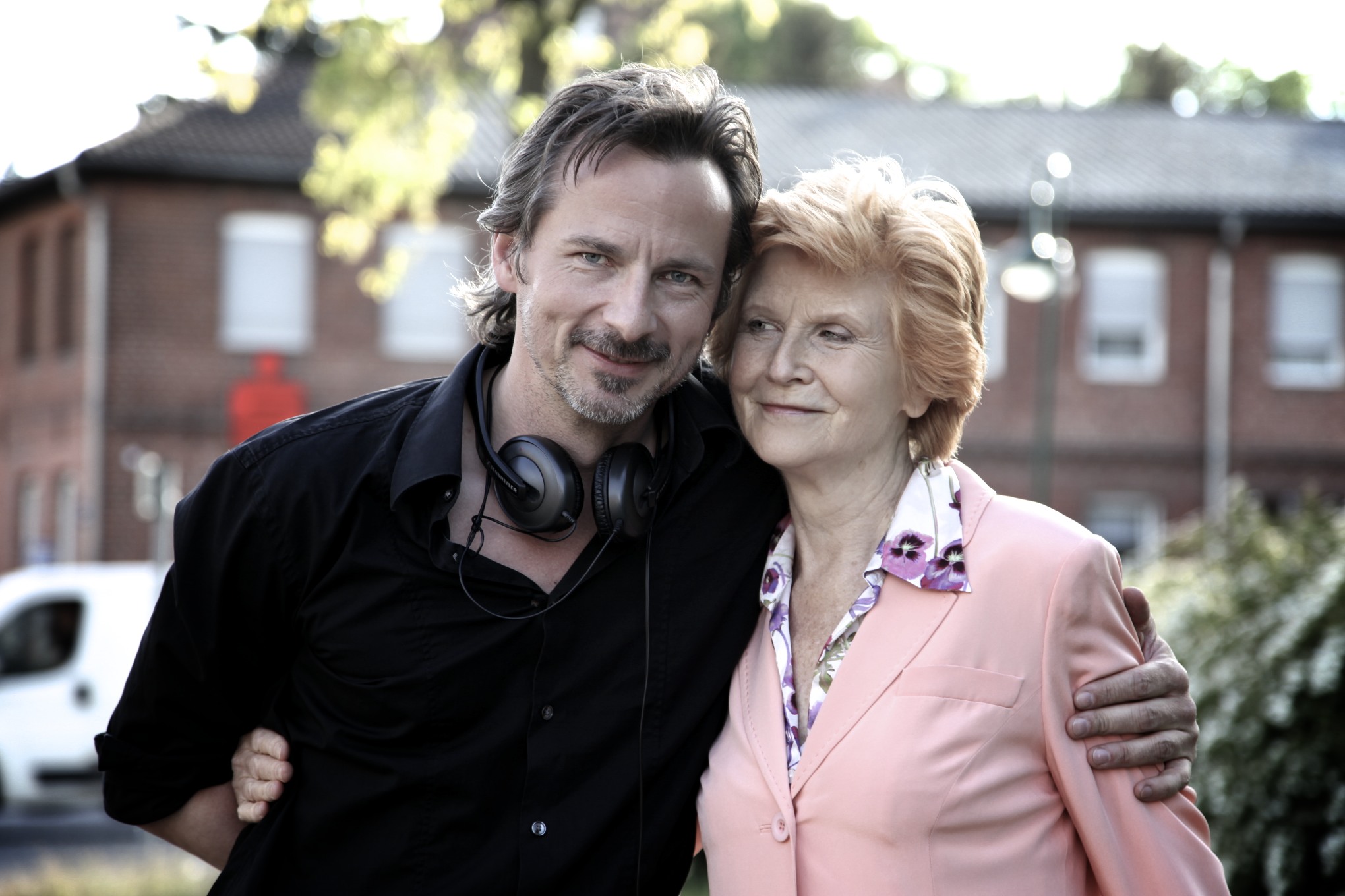 actor/director David C. Bunners and actress Irm Hermann on the set of 
