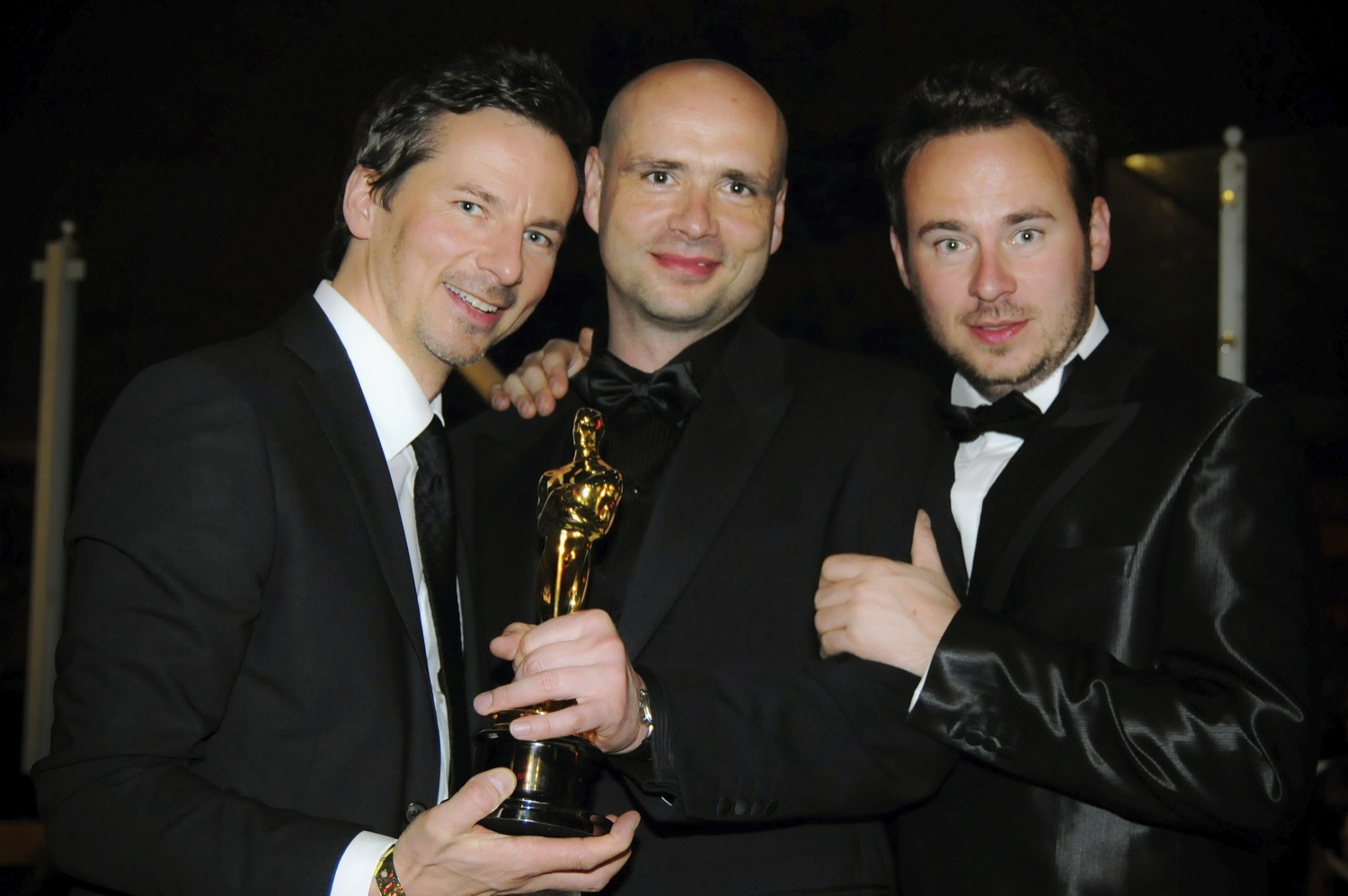 LOS ANGELES, CA - FEBRUARY 22: (L-R) Actor and producer David C. Bunners, director and producer Jochen Freydank, screenwriter Johann A. Bunners at the 81st Annual Academy Awards held at Kodak Theatre on February 22, 2009