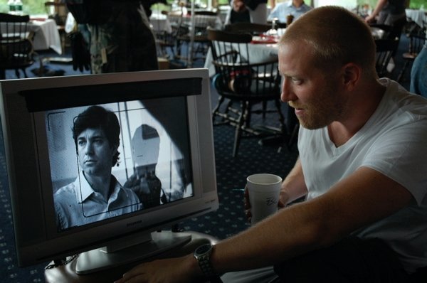 Director Kurt Burk watching his leading actor Adam Garcia on set of 