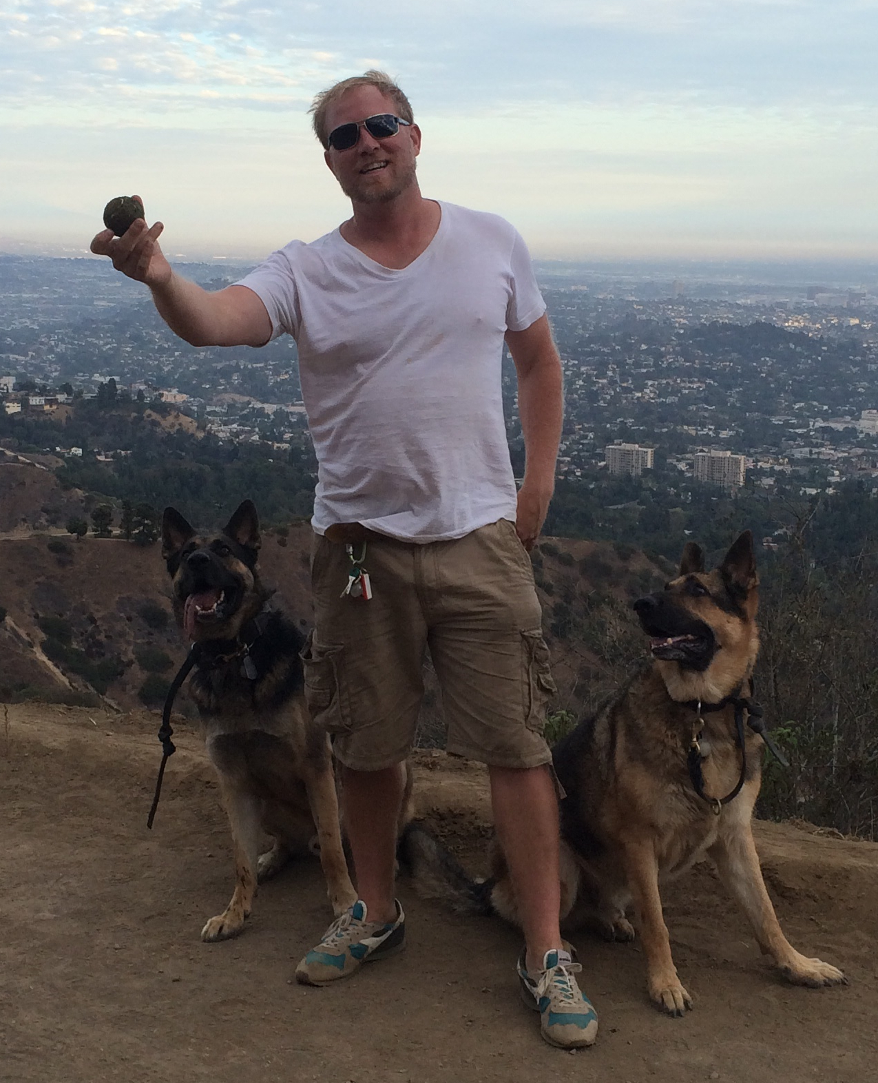 Director and Dog Trainer with his German Shepherds Duncan and Spirit in Sept 2014