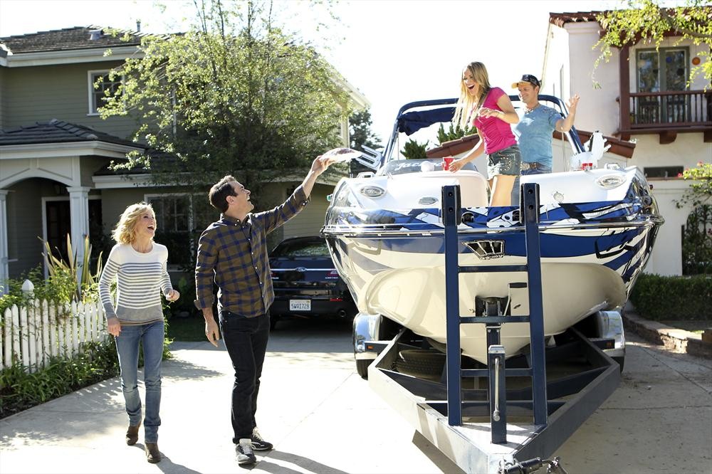 Still of Steve Zahn, Julie Bowen, Ty Burrell and Andrea Anders in Moderni seima (2009)