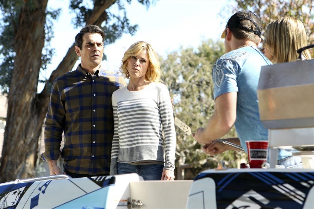 Still of Steve Zahn, Julie Bowen, Ty Burrell and Andrea Anders in Moderni seima (2009)