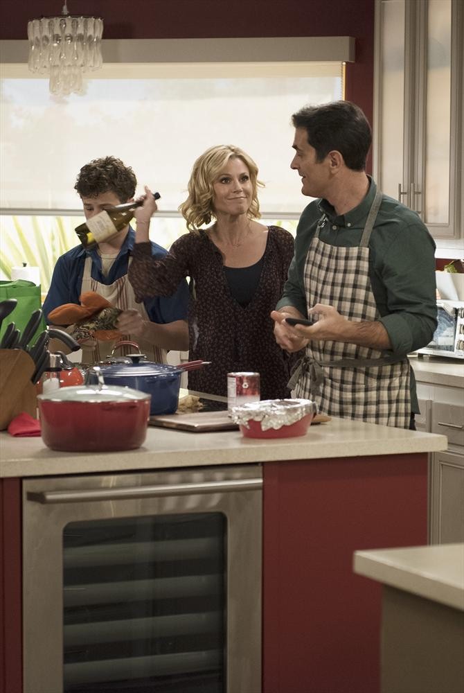 Still of Julie Bowen, Ty Burrell and Nolan Gould in Moderni seima (2009)