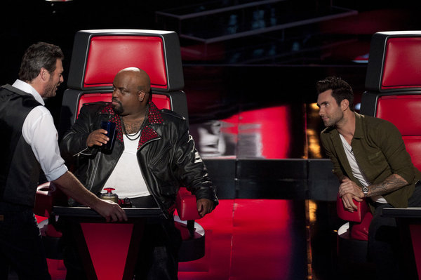 Still of CeeLo Green, Blake Shelton and Adam Levine in The Voice (2011)