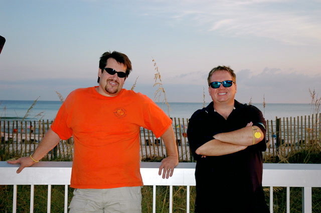 Rick & Bubba relax before a road show in Panama City Beach, FL. (2005)