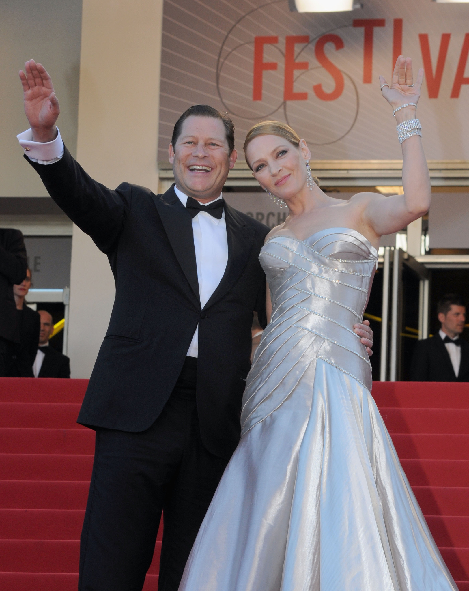 Uma Thurman and Arpad Busson at event of Zulu (2013)